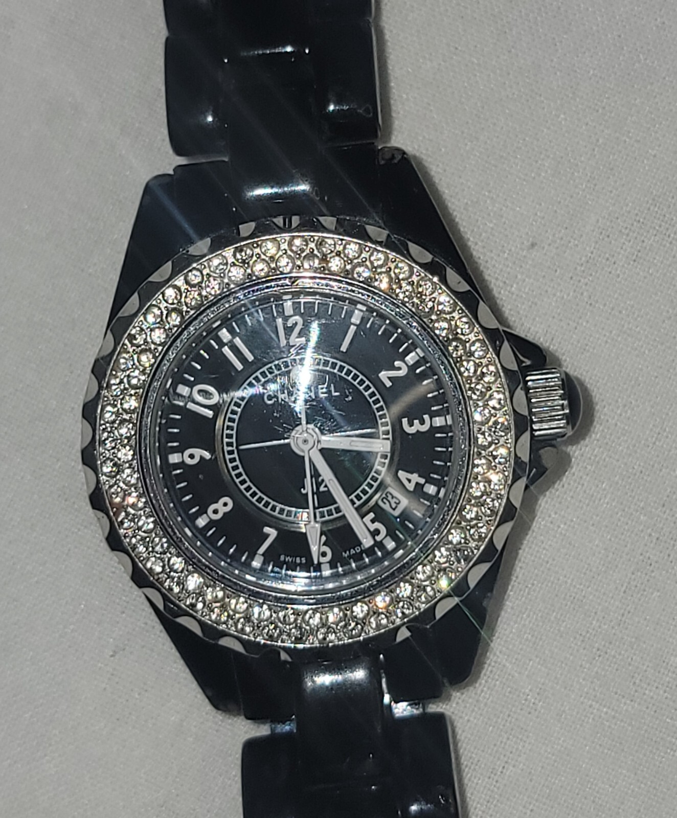 Chanel Watch J12 Set. Woman And Man Watch. Black In Color. Used