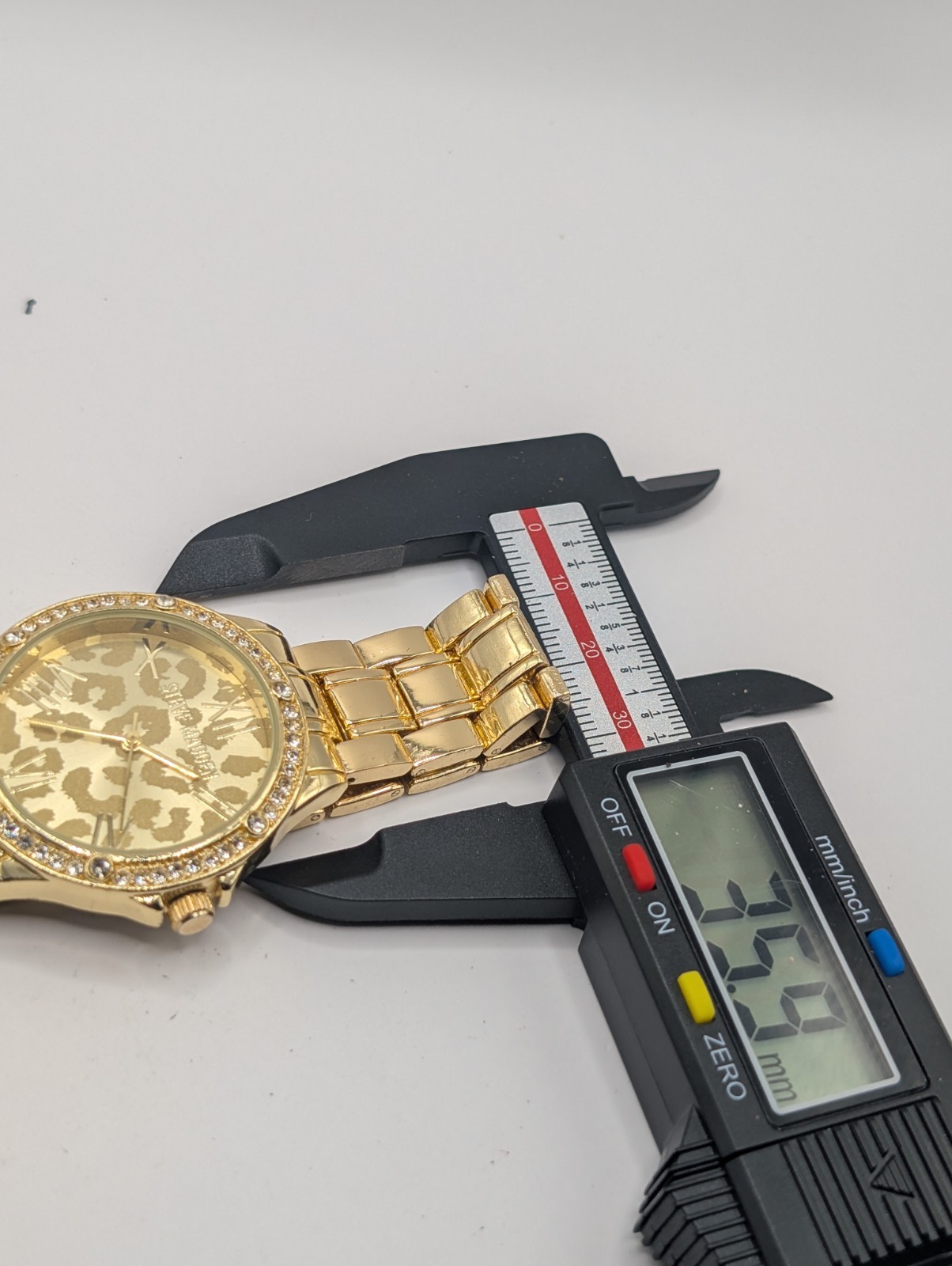 Steve Madden Women’s Genuine Crystal Accented Bracelet Watch Cheetah 36mm
