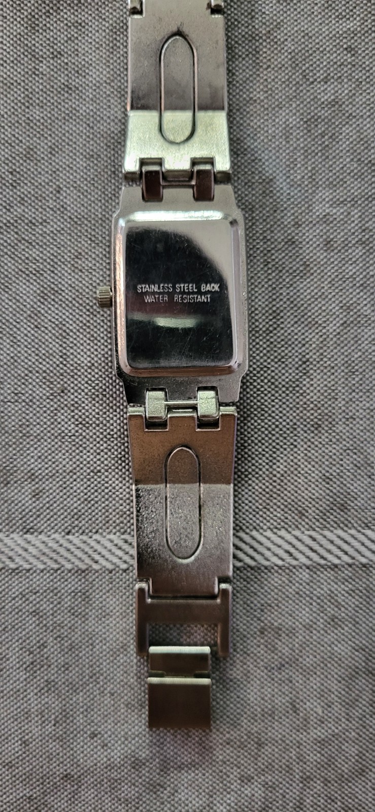Alpine Quartz Rectangular Dress Watch Silver Tone Stainless Japan Needs Battery