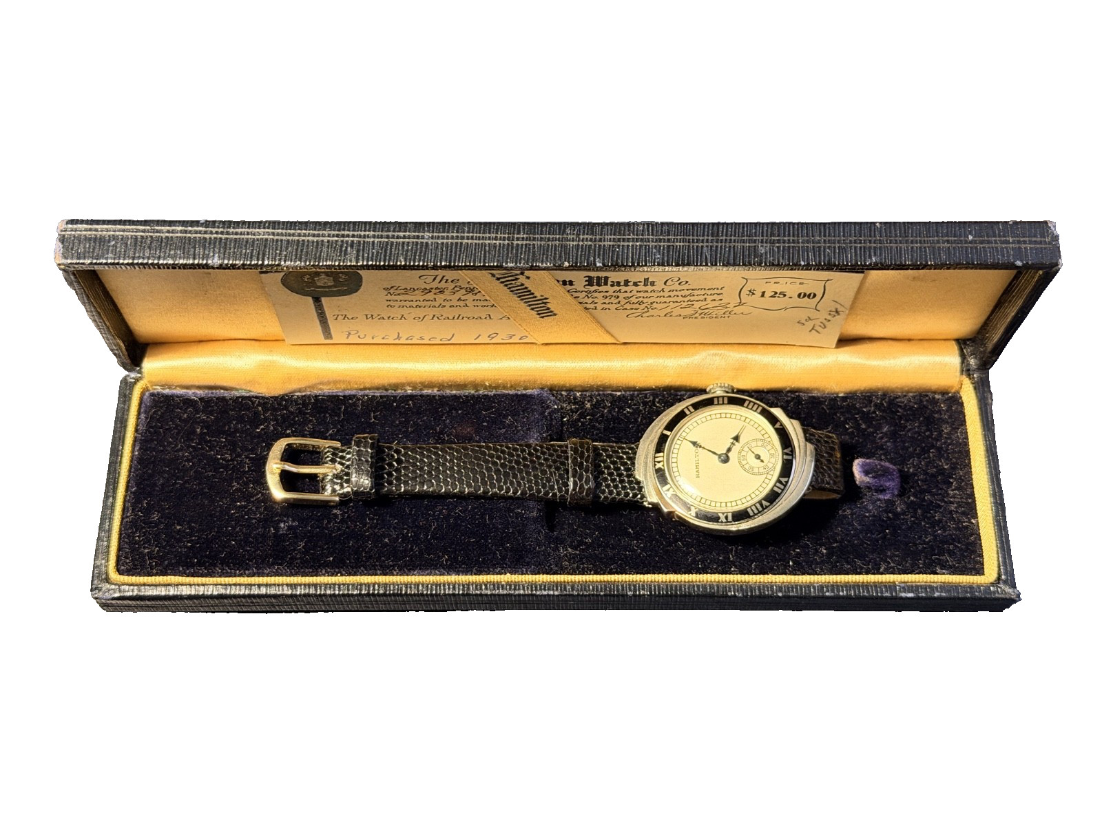 1930 Hamilton Spur 14k White Gold Wristwatch – WORKING Box and Paper
