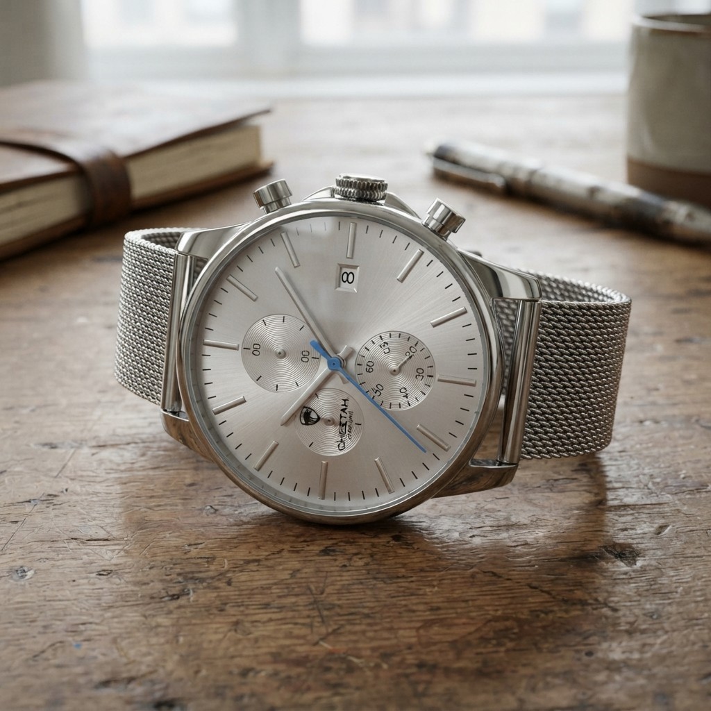 Sleek Minimalist Quartz Chronograph Watch for Men – Waterproof Stainless Steel
