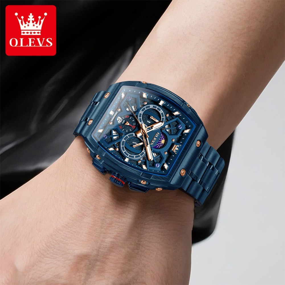OLEVS Quartz Men’s Watch Chronograph, Waterproof, Luminous, Moon Phase with Date
