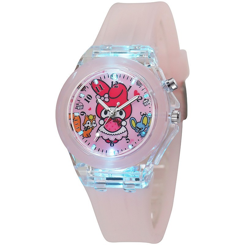 Sanrio Luminous Light Up Analog Kids Quartz Watch with Silicone Band