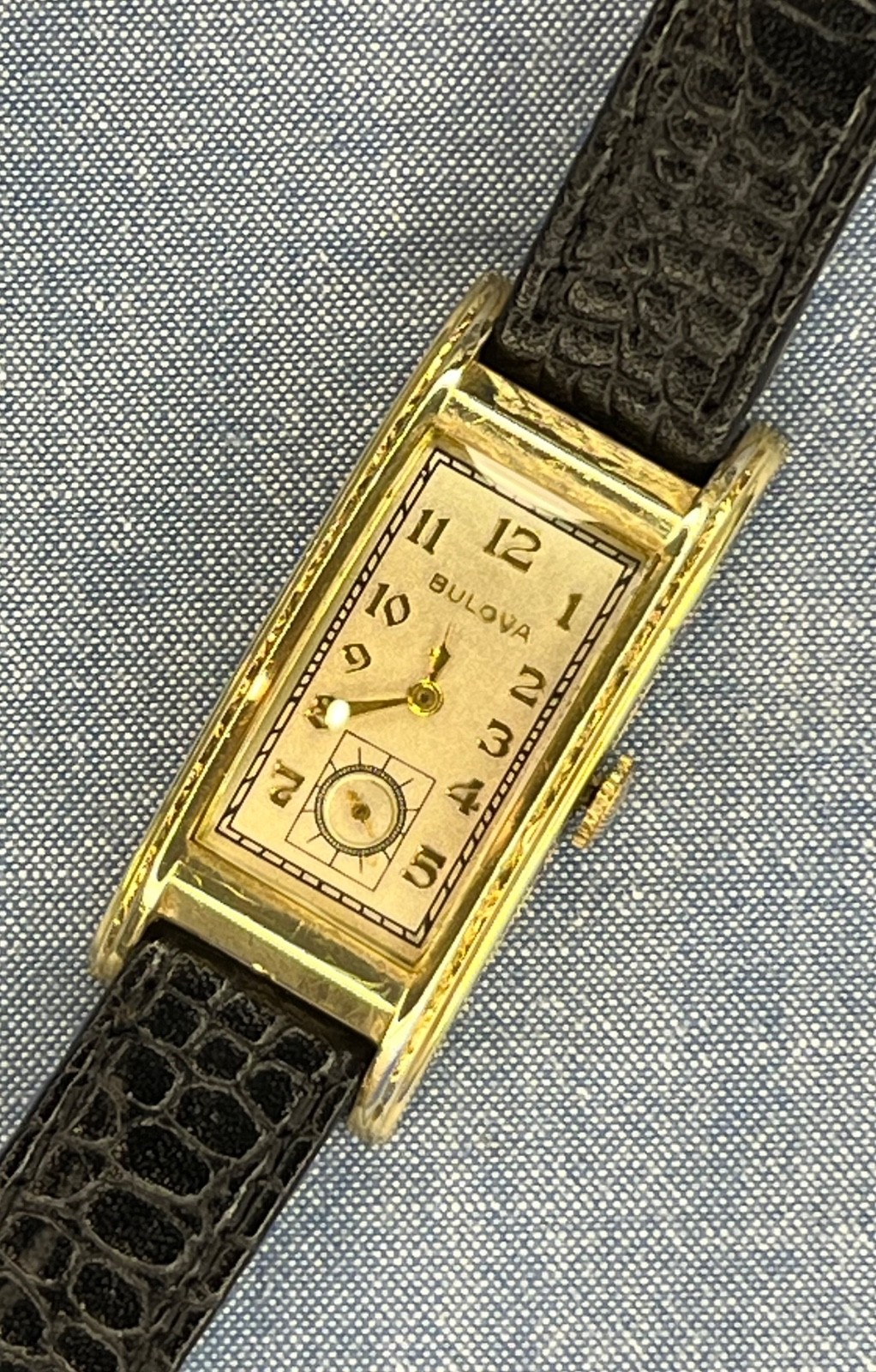 Bulova 1937 “President” Curved Case Tank for PARTS & REPAIR