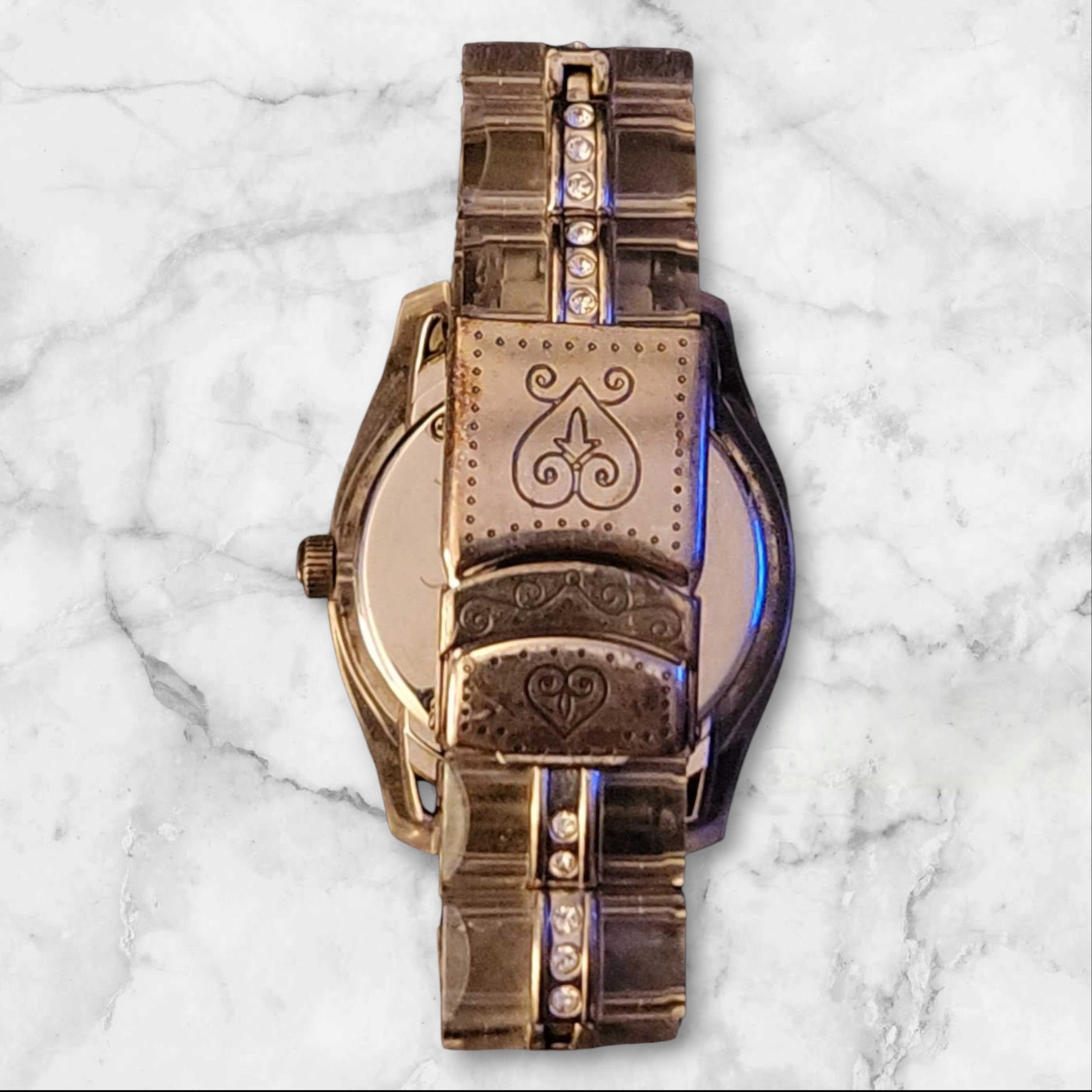Brighton Dana Point Silver Plate Quartz Watch Lucite Band Silver Crystal Accents