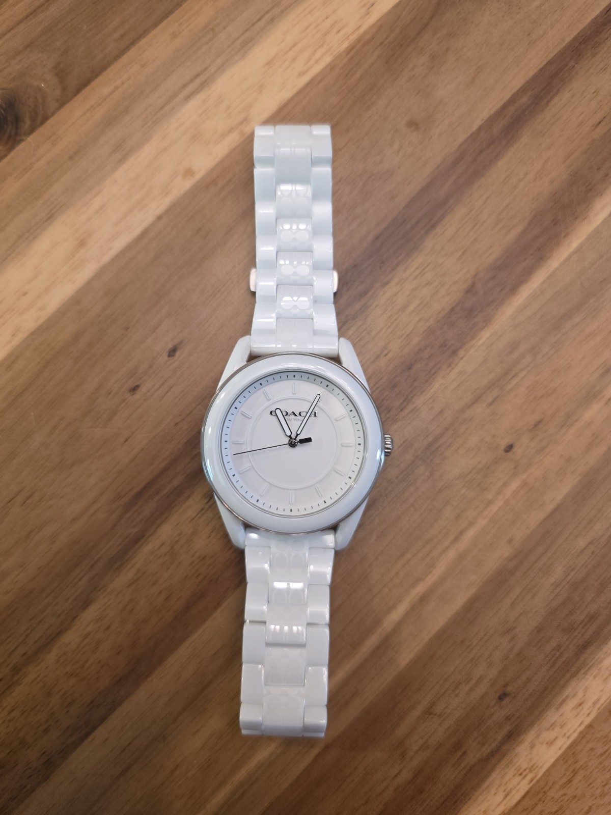 New Coach Preston White Ceramic Bracelet White Dial Womens Watch #14503771