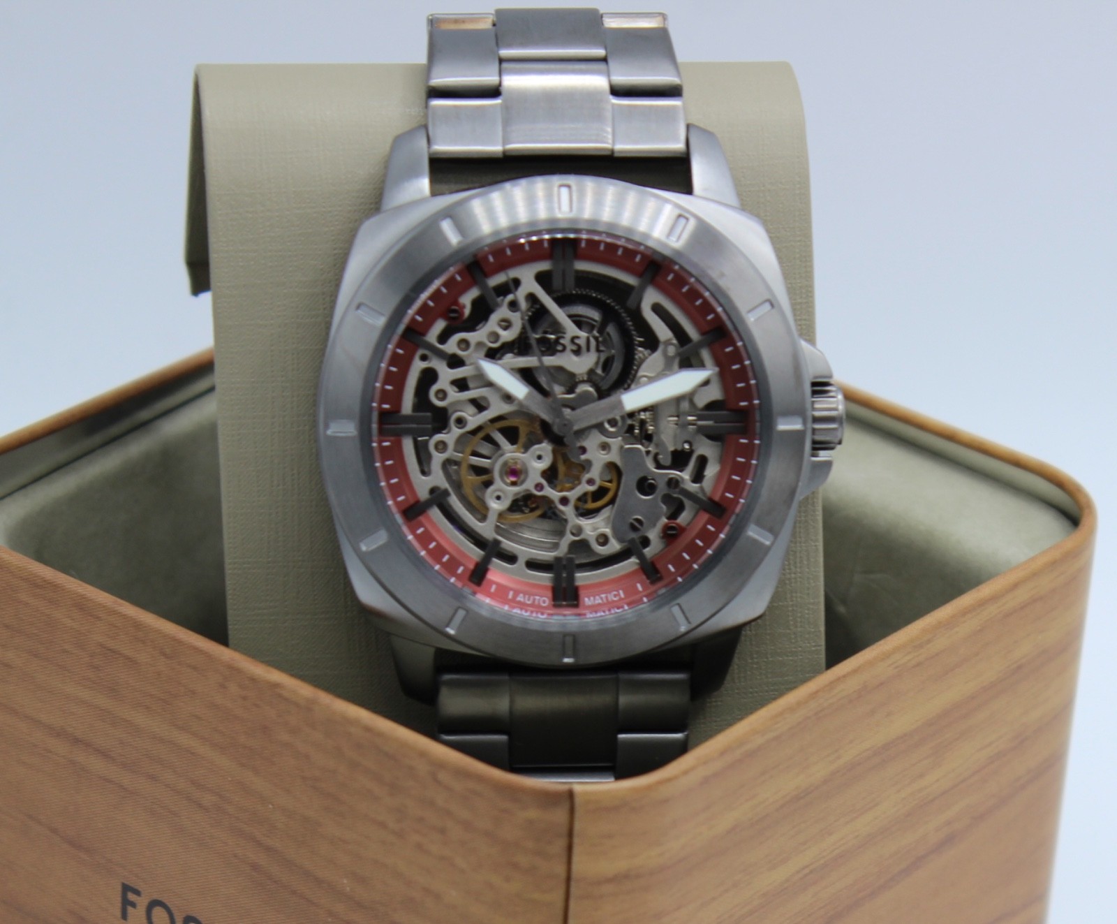 NEW AUTHENTIC FOSSIL PRIVATEER AUTOMATIC SKELETON GUNMETAL BQ2898 MEN’S WATCH
