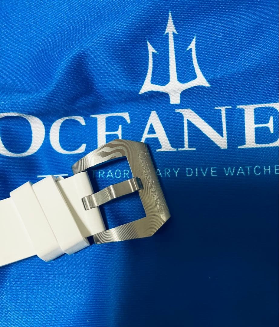 Oceaneva Deep Marine Explorer II White Damascus Steel Watch