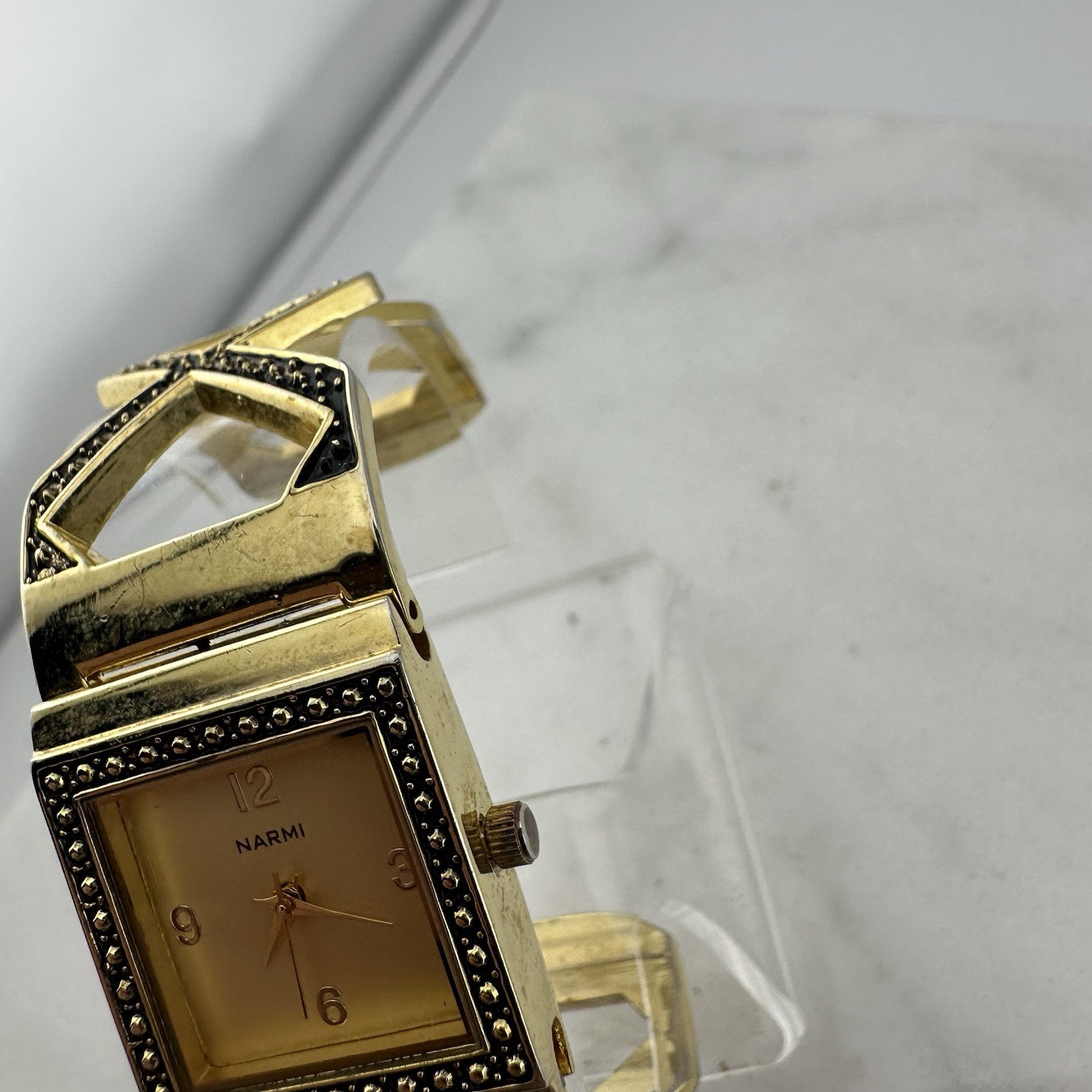 Narmi Women’s Gold Tone Cuff Watch, Size 6” – Has New Battery