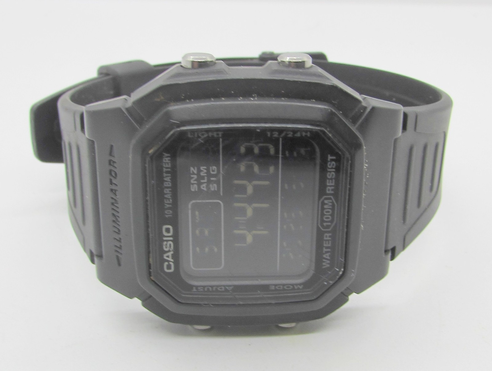 CASIO W-800H ILLUMINATOR BLACK RUBBER DIGITAL QUARTZ 36MM WRIST WATCH
