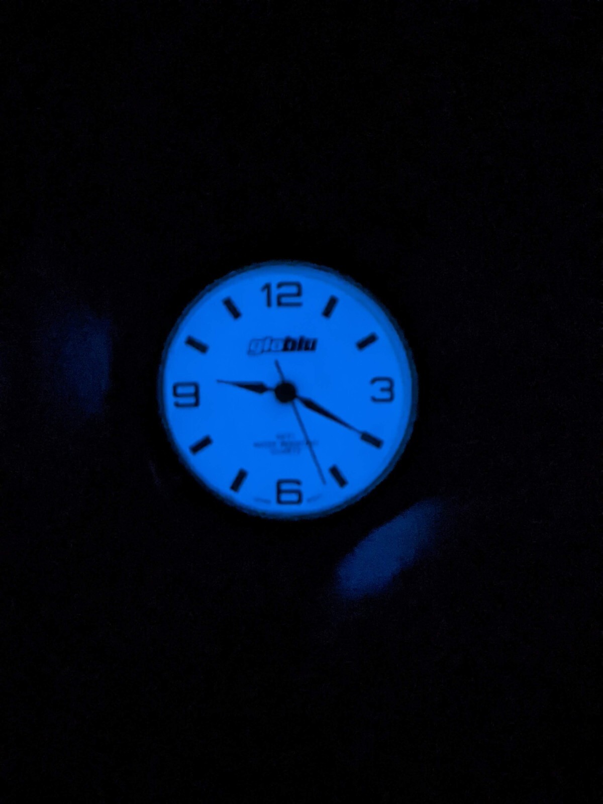 Glo Blue White Dial Round Gold Tone Case 38 mm Black Band Watch