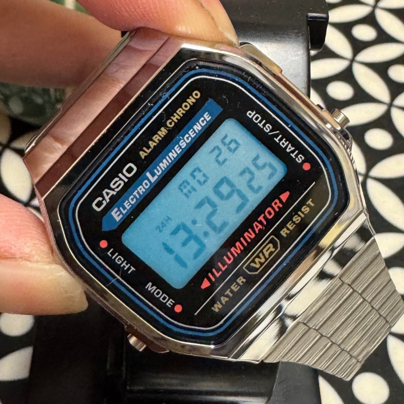 CASIO A168WA-1 Digital Electro Luminescence Watch Black Dial