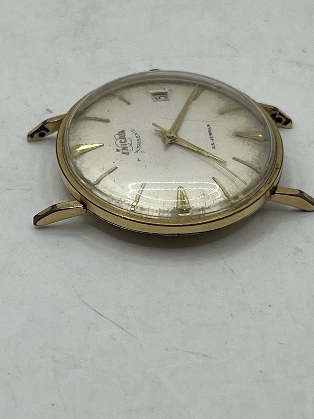 VINTAGE ENICAR ULTRASONIC SILVER DIAL 23j 100/149 CPS AUTOMATIC WATCH ~ AS IS ~
