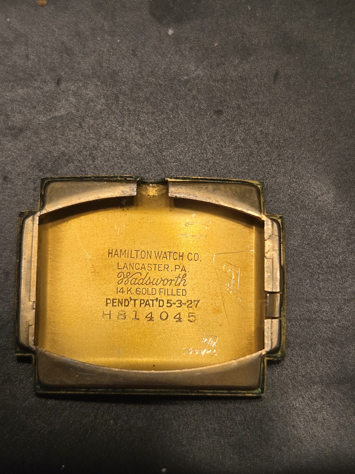 1940s Mens Hamilton Tank Manual Wind 14K GF Watch w/ Box