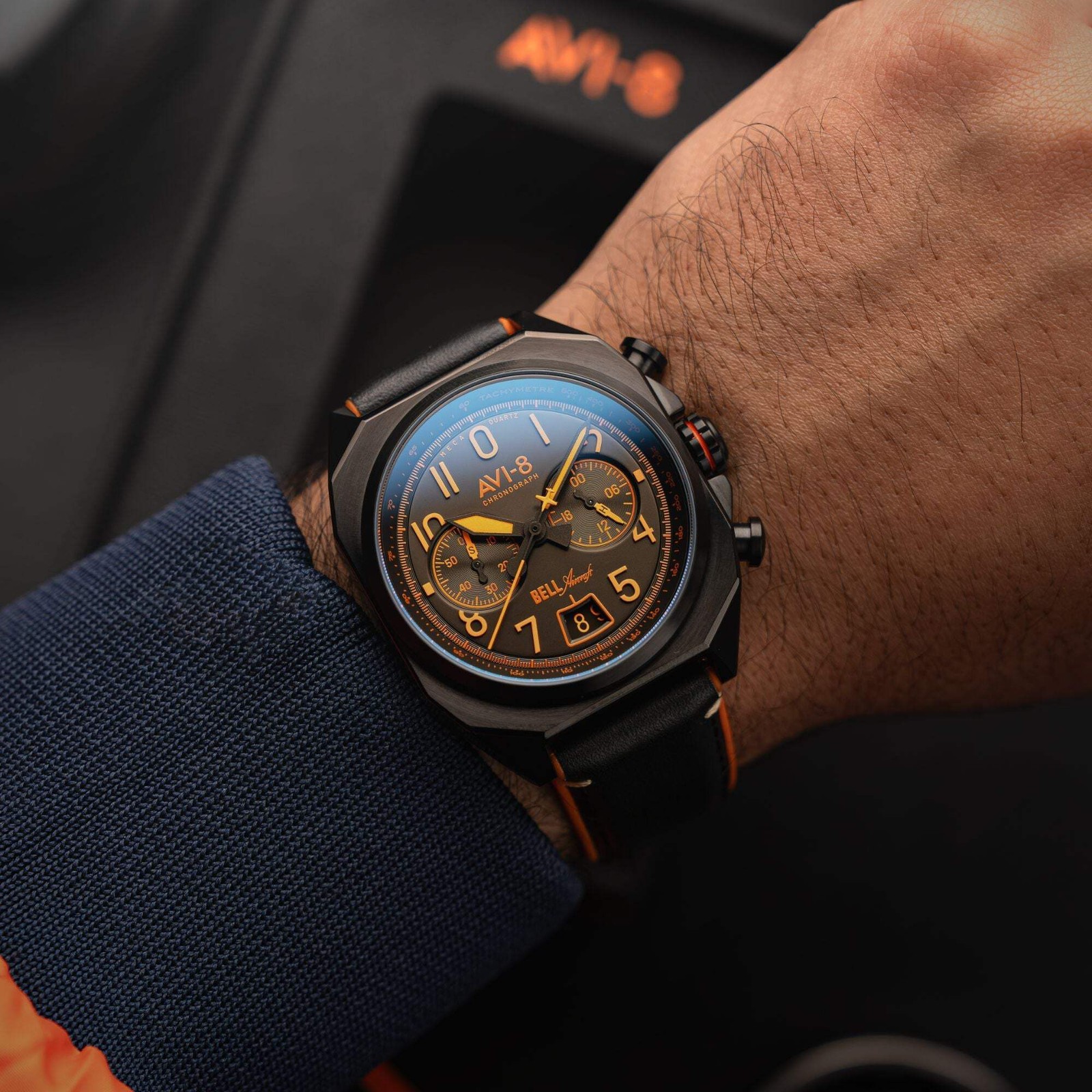 BELL X-1 MACHBUSTER CHRONOGRAPH Black / Leather | Black Dial Wristwatch AV-4118-