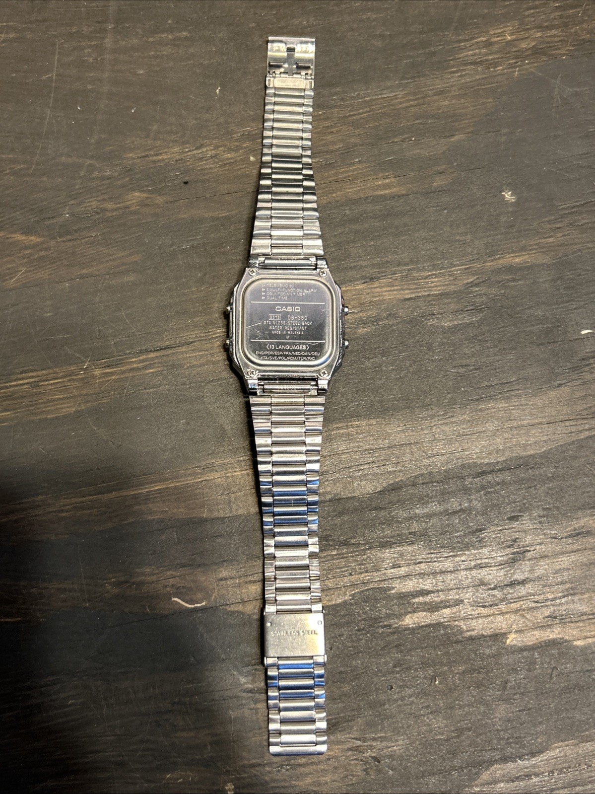 CASIO DB-360 Data Bank Multi-Lingual Digital Watch Stainless Steel LED Backlight