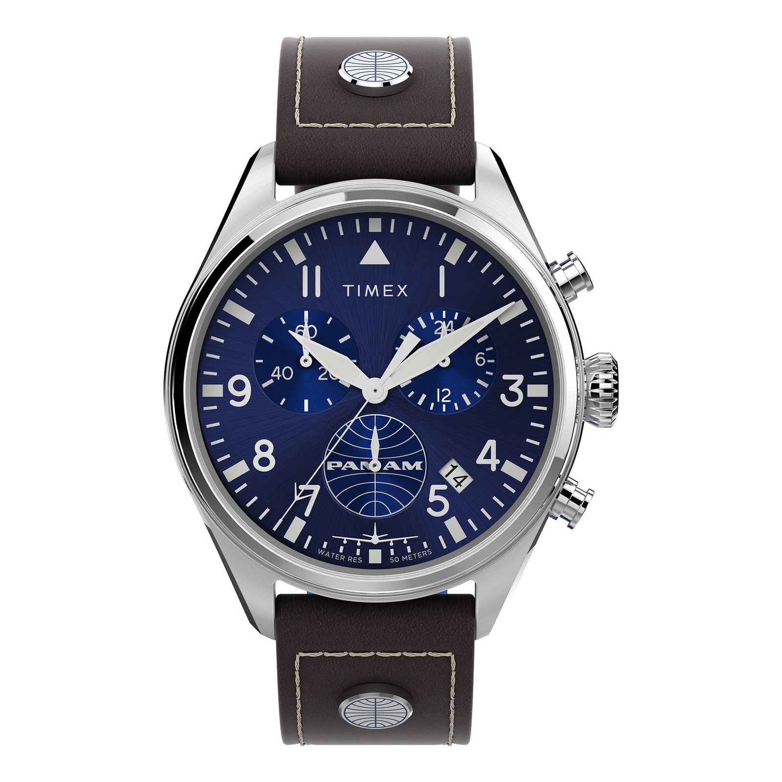 Timex Gents x Pan Am 42mm Leather Strap Watch TWG030000