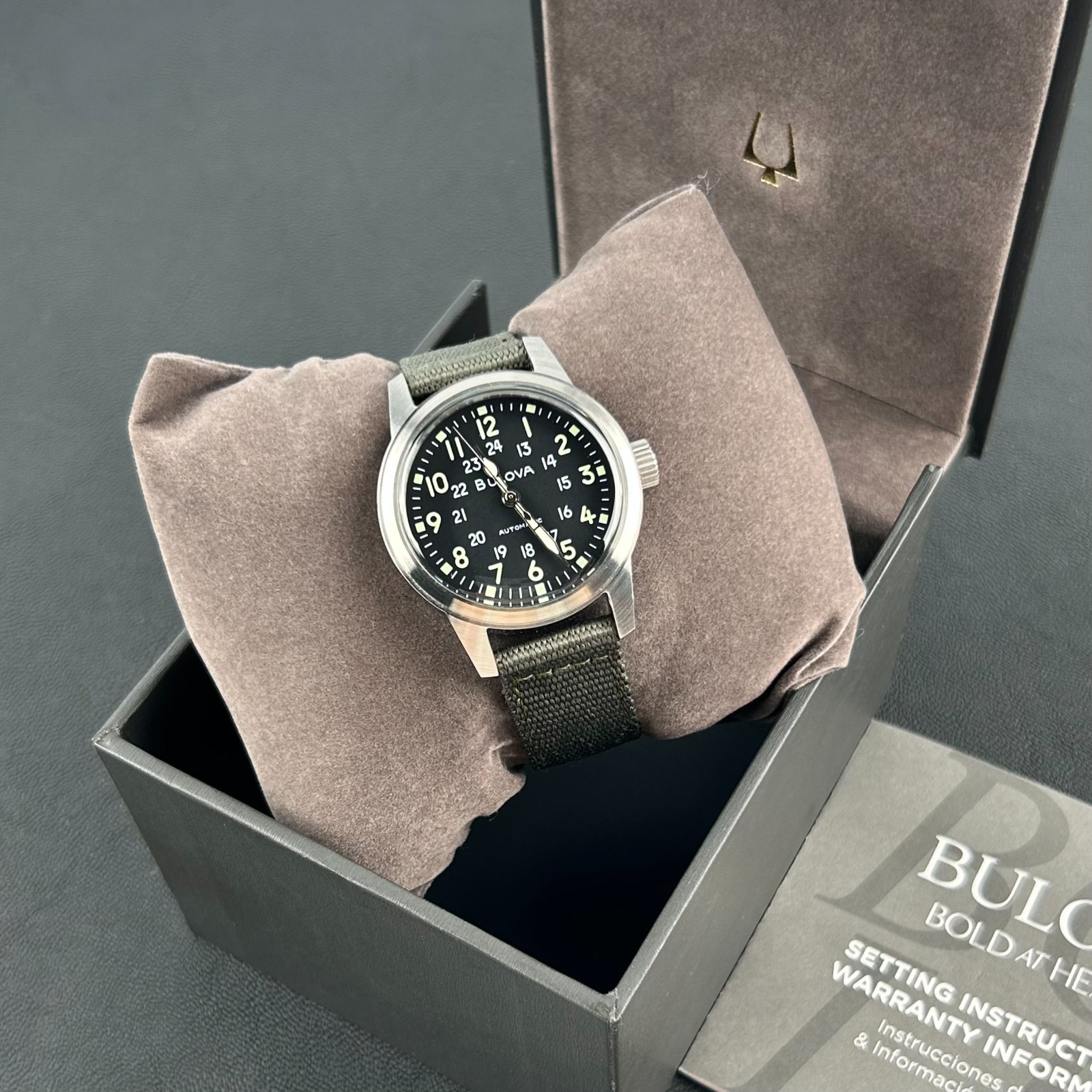 Bulova VWI Special Edition Hack 38mm Automatic Black Dial Men’s Watch 96A259