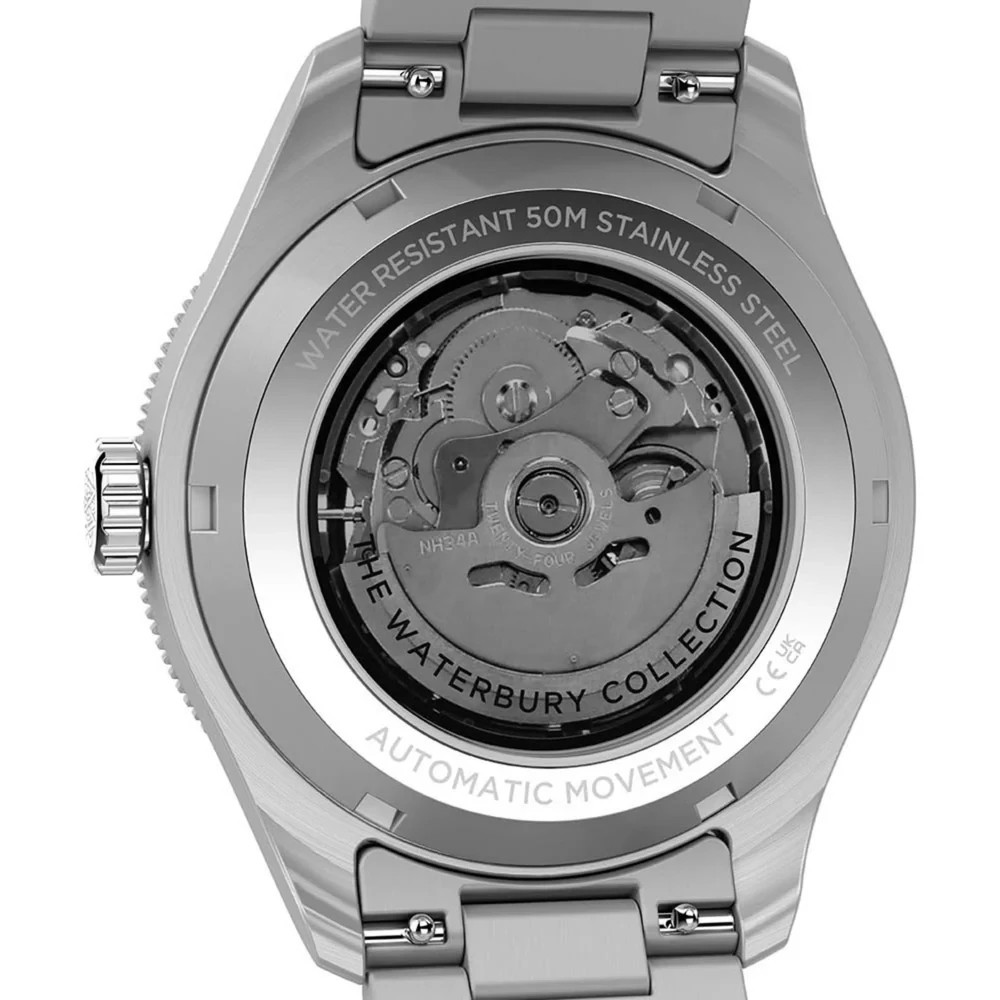 Timex Men’s Automatic Watch TW2Y60600 Waterbury Heritage Black Dial Steel 50M