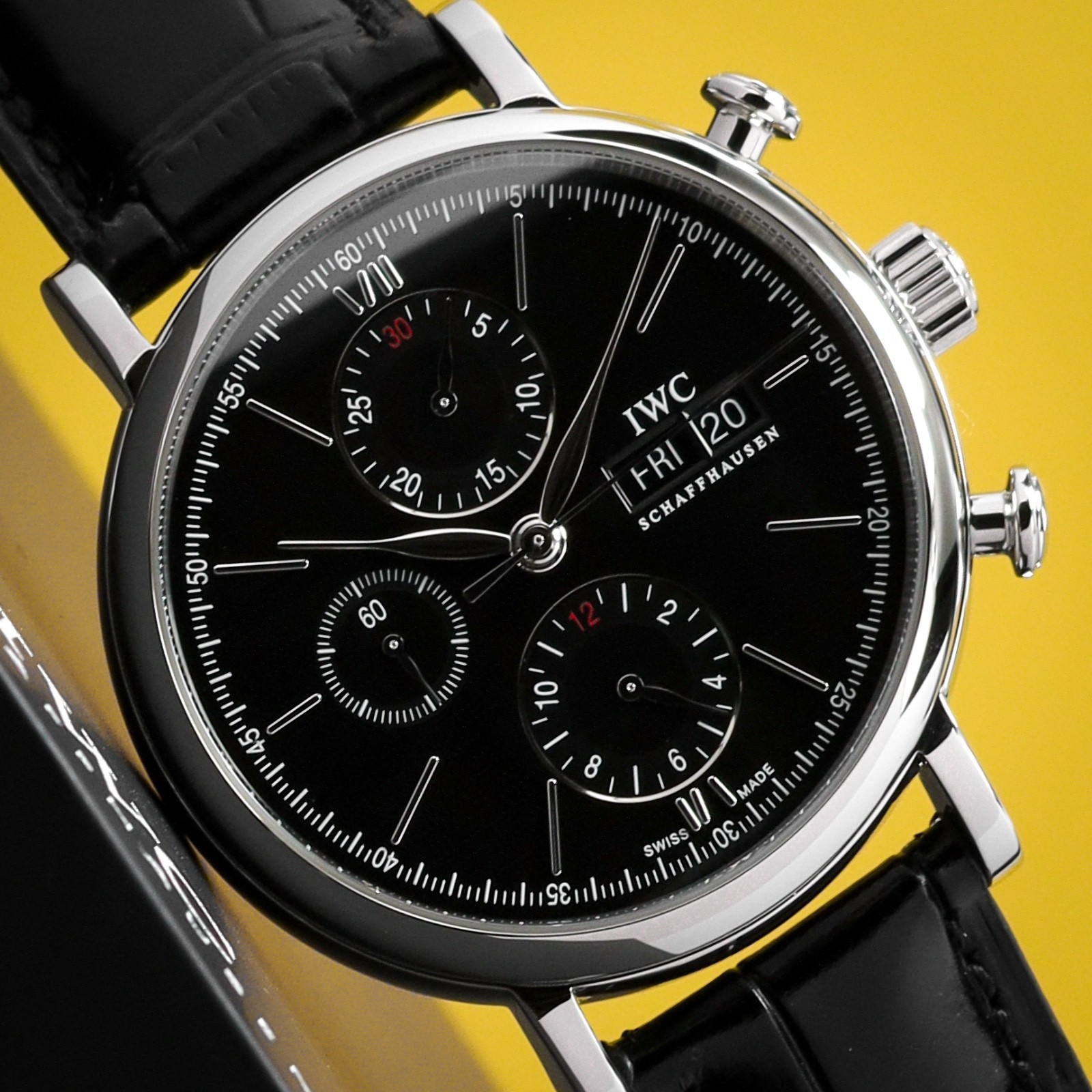 IWC Schaffhausen Portofino [Complete] 42mm Steel Case Black Dial Alligator Strap