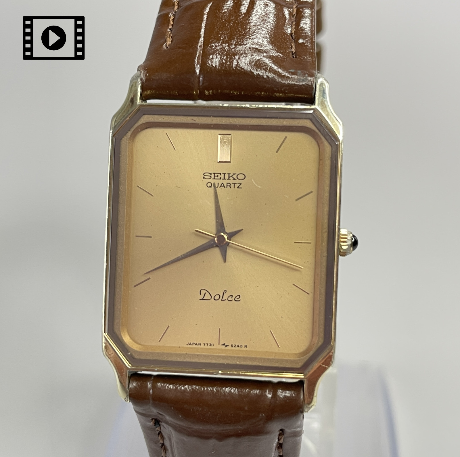 SEIKO Dolce 7731-5210 Vintage 1985 [US Stock] Quartz Gold Mens Watch JP *N.MINT