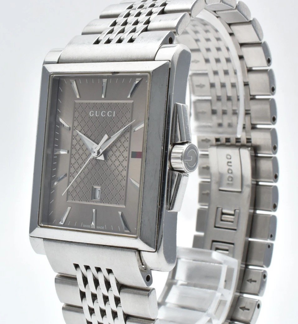【Sale】GUCCI G-Timeless 138.4 Silver Dial Date Quartz Men’s Vintage Watch JAPAN