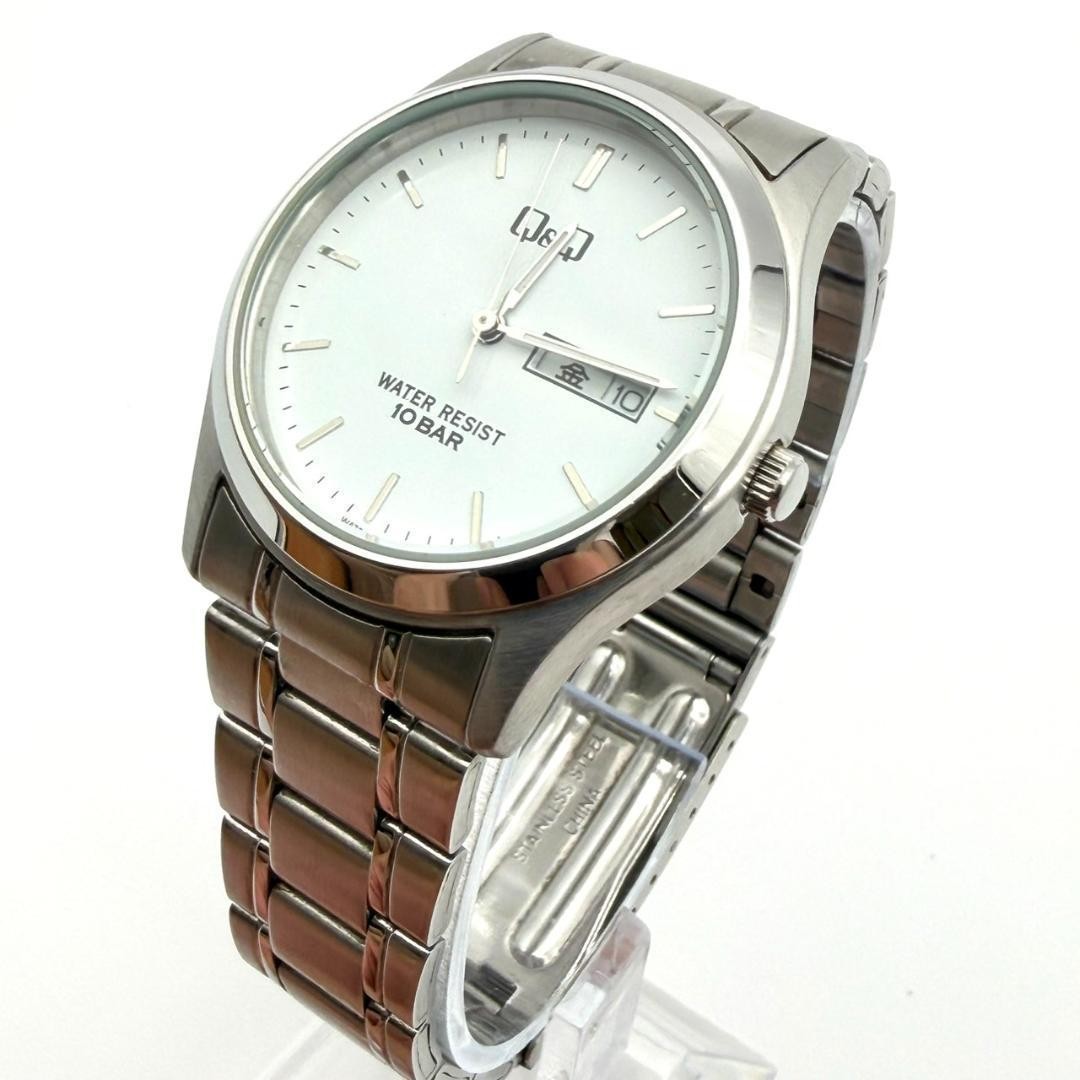 Citizen Q&Q watch, new battery, day-date, stainless steel, men’s, workin