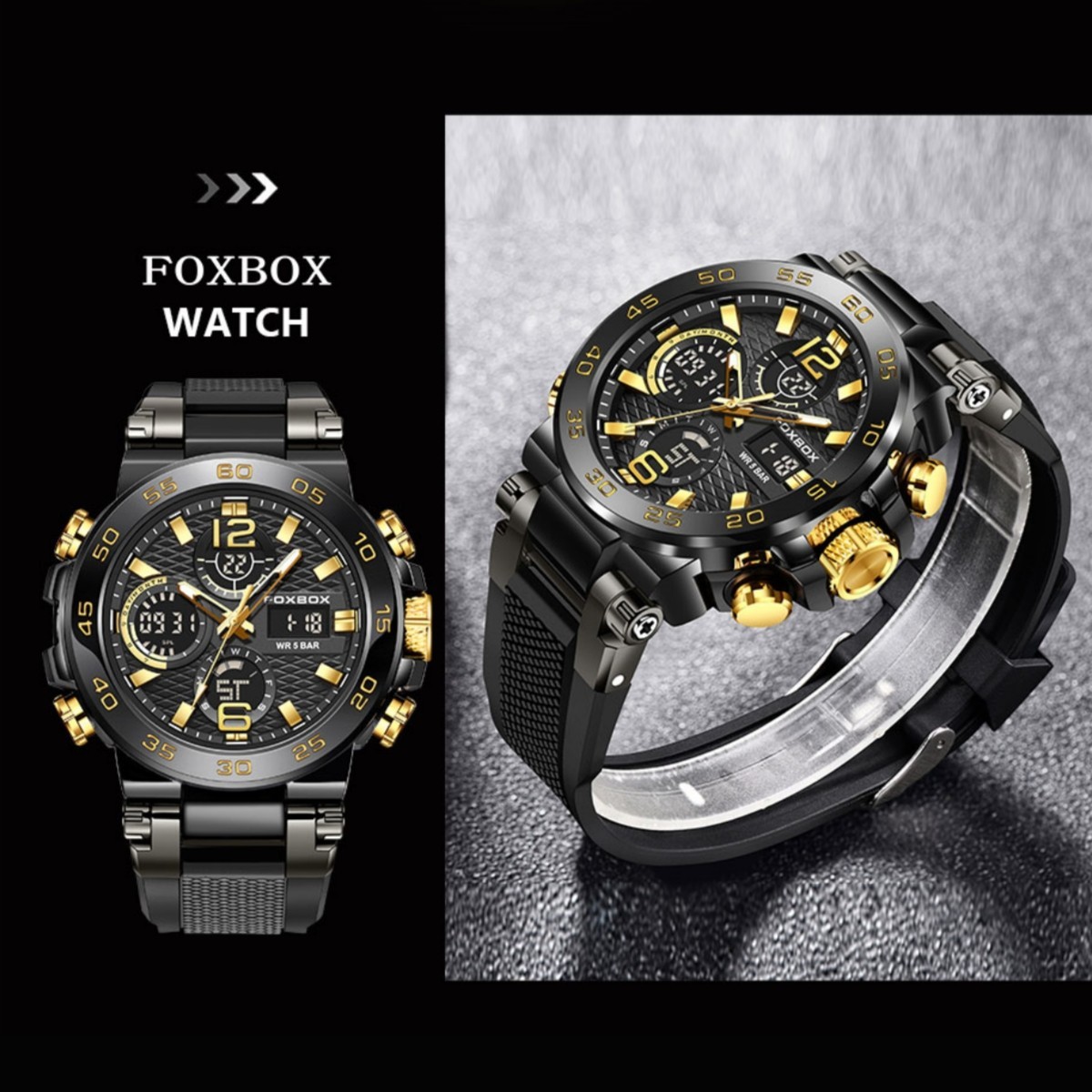 Men Watch Quartz Diver Sport Chronograph Luminous 5ATM Waterproof Boy Wristwatch
