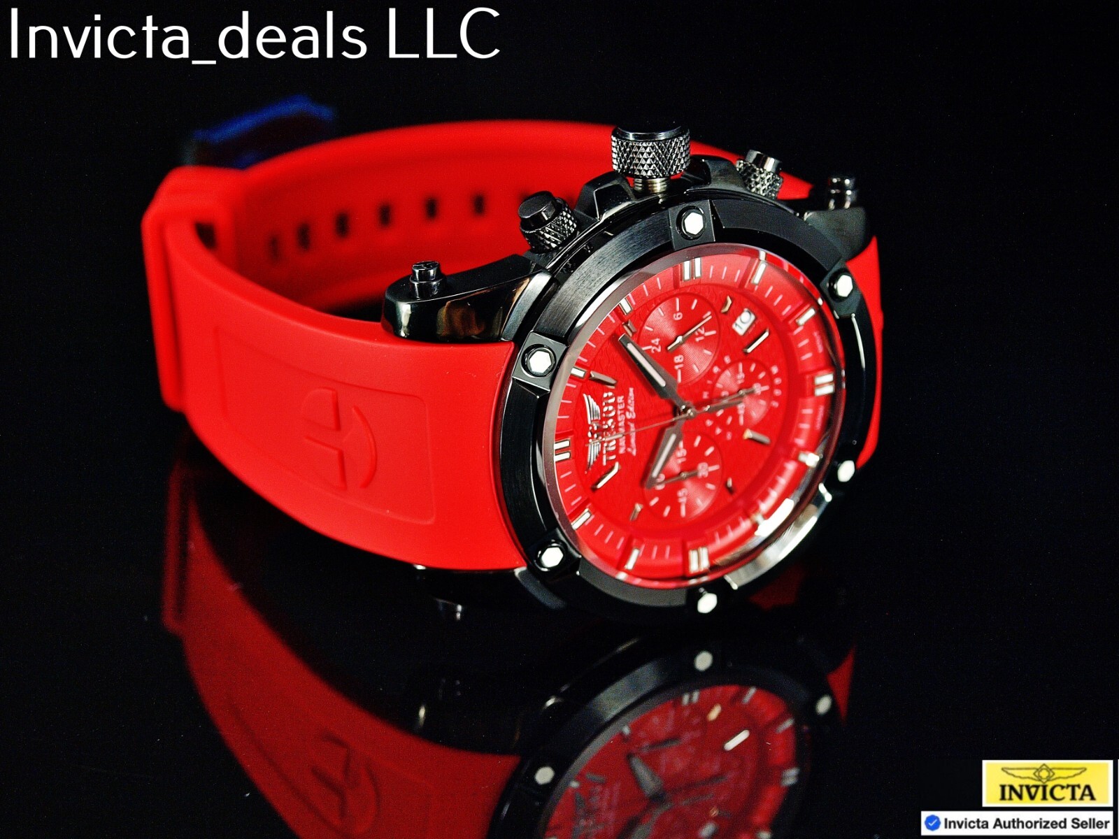 Tresod Men’s NAVMASTER Chronograph Red Dial Black Tone Sapphire Crystal SS Watch