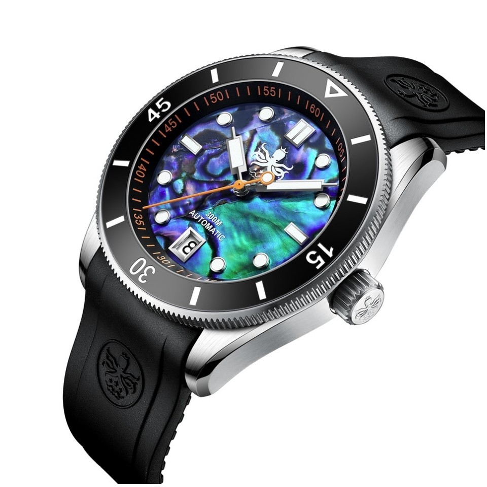 PHOIBOS Wave Master PY010ER Men’s Diver Watch Abalone Shell 300m WR
