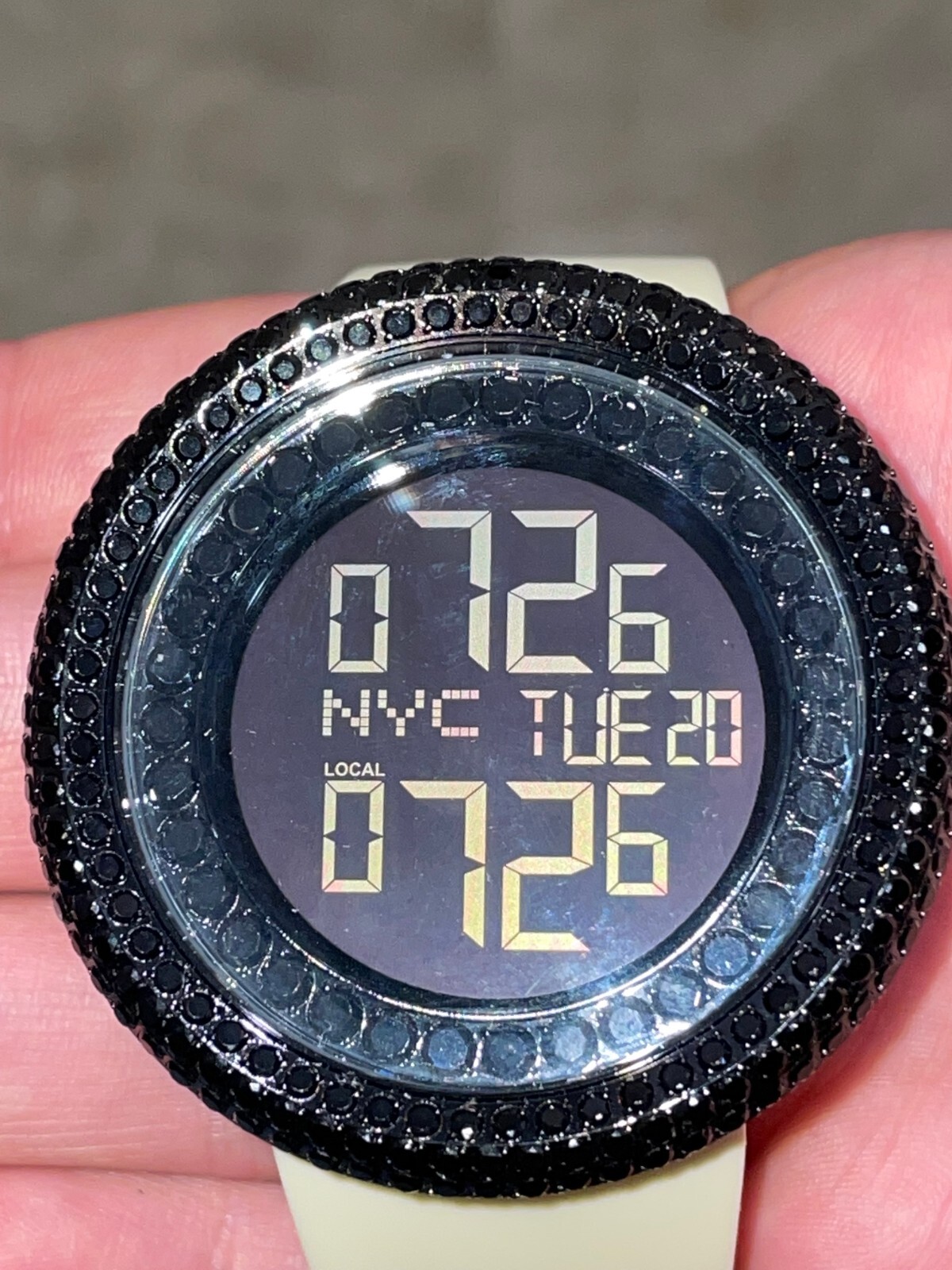 NEW JOJINO JOE RODEO MENS BLACK OUT LAB MADE CASE RUBBER BAND DIGITAL WATCH