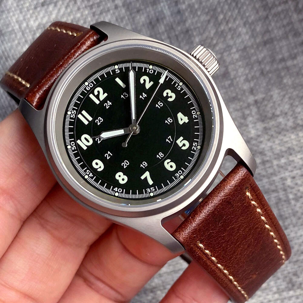 Tandorio 36mm Titanium Pilot Sapphire 200M Diver NH35 PT5000 Auto Men Watch Lume