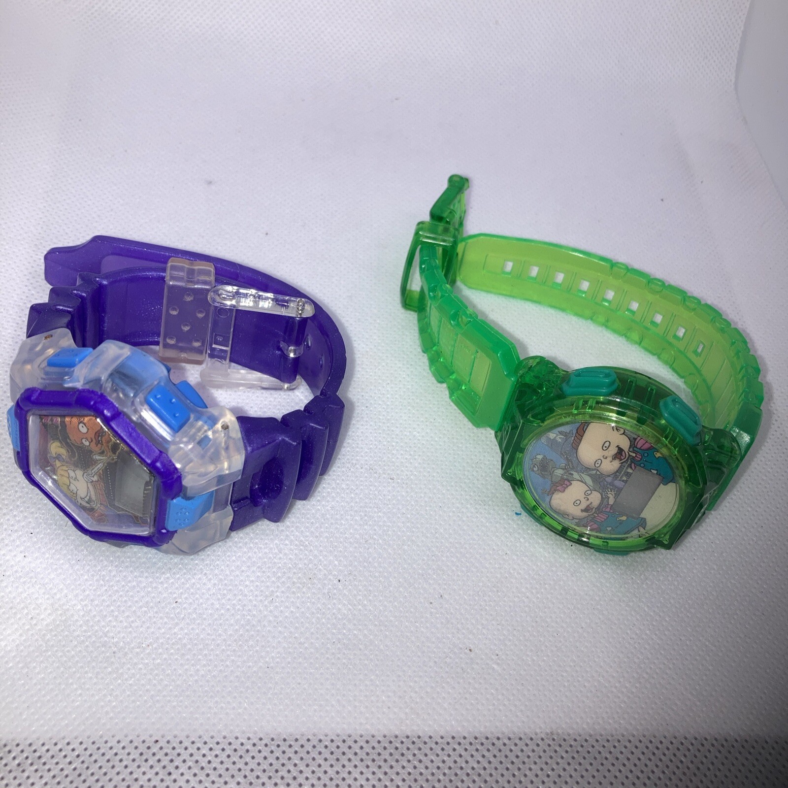 Lot Of 2 Kids Green Purple Rugrats Watches, Needs Batteries