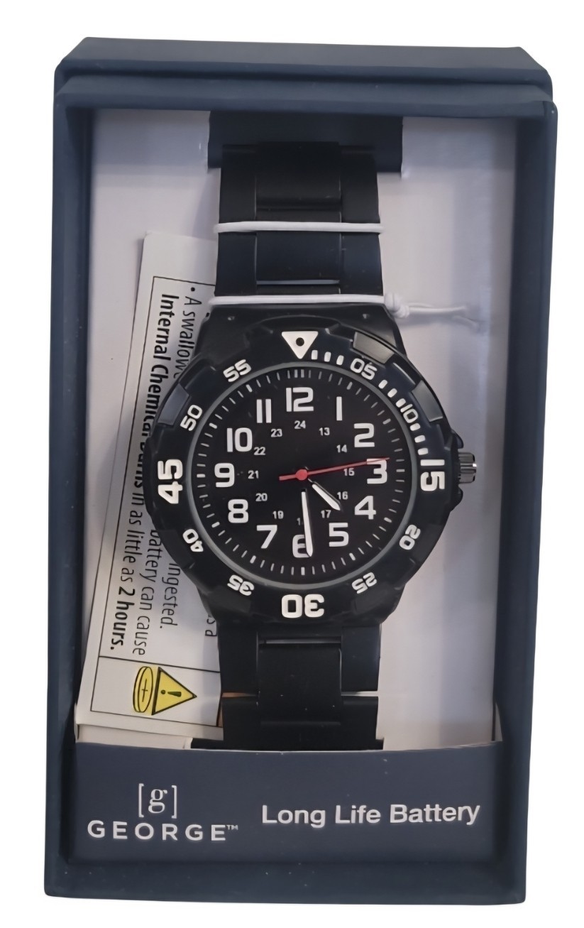 George Men’s Casual Watch With White Round Dial and Black Band Wristwatch