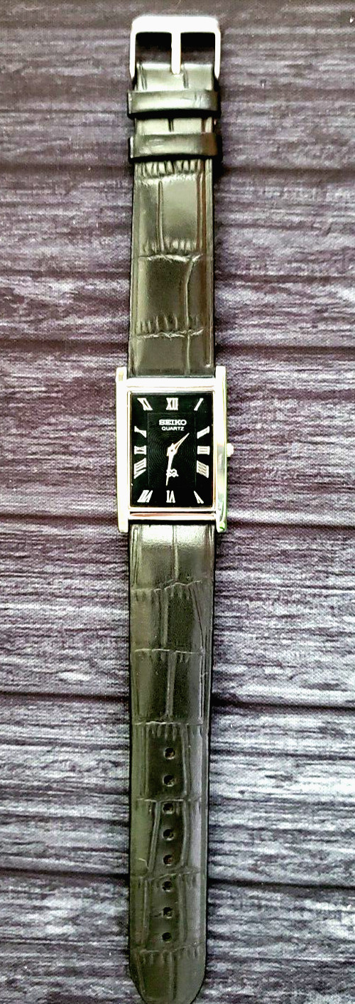 Vintage NOS Mens Tank Rectangular Slim Dress Watch New Mvt & Batt ⌚