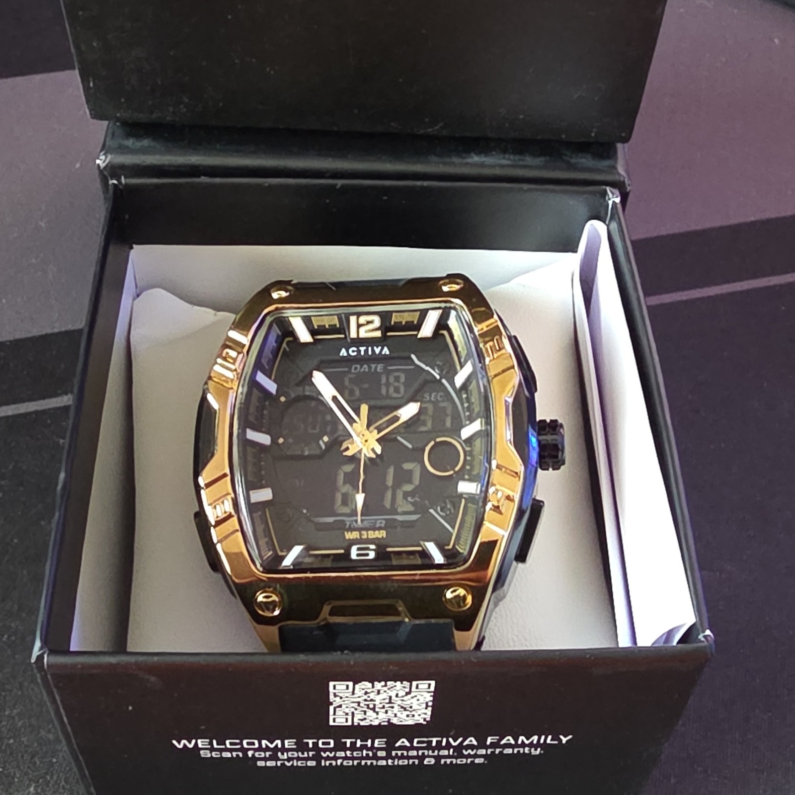 Activa Date Men’s Analog-Digital Quartz Watch Date Alarm 44-47.9mm 30m