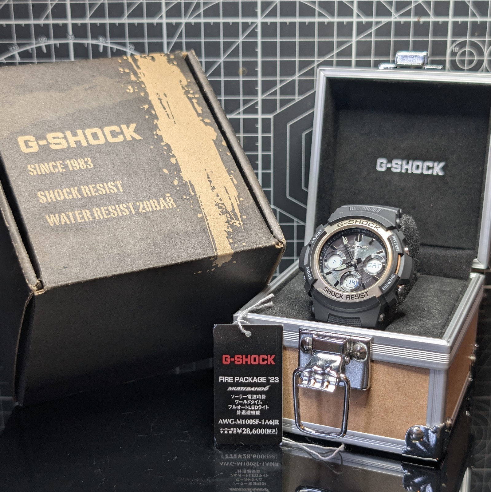 Casio G-Shock AWG-M100 Tough Solar Multiband Black Grey Gold AWG-M100SF-1A6