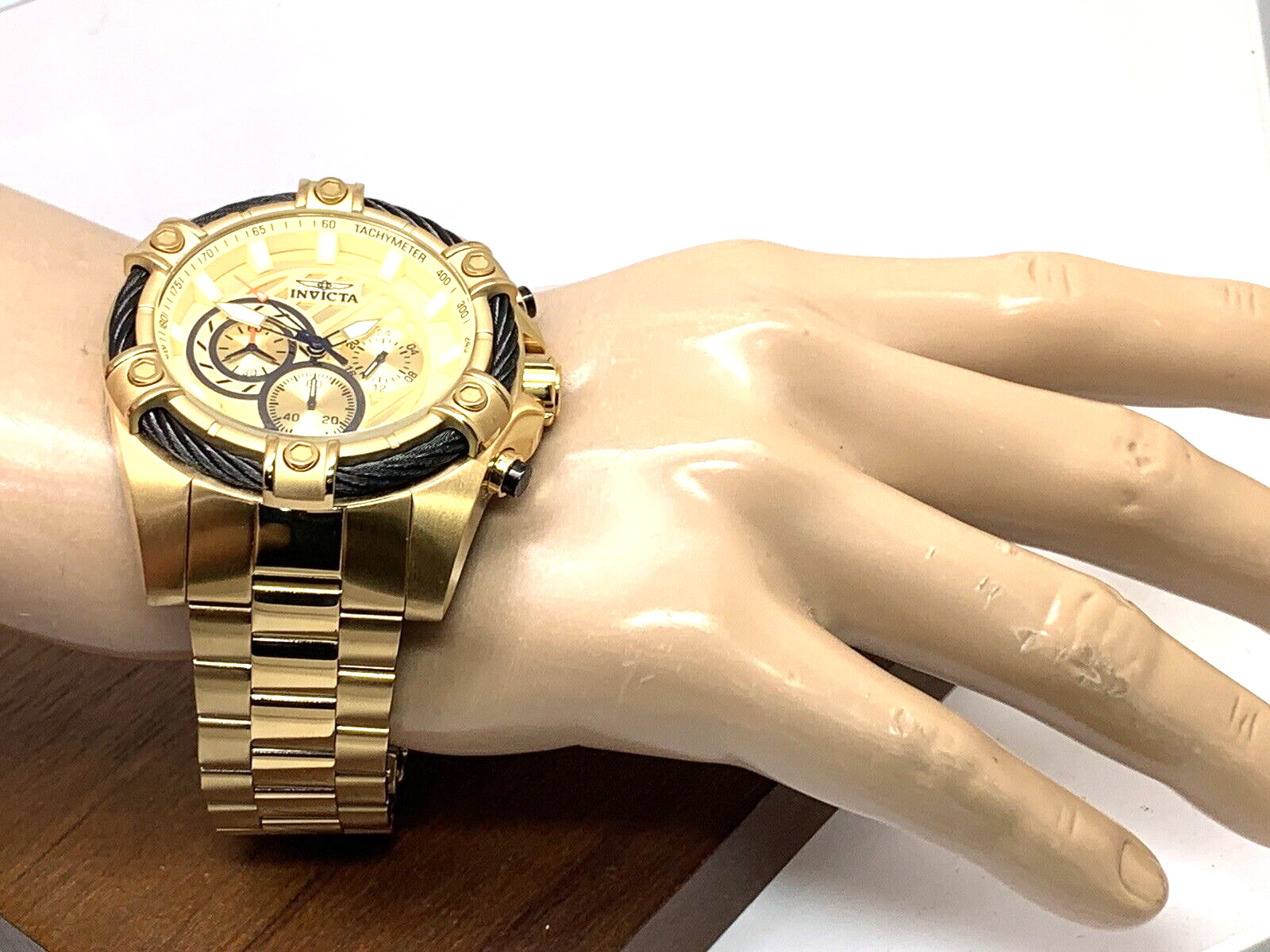 Invicta Men’s Watch 25515 Bolt Quartz Chronograph Diver Gold Tone Steel 52mm