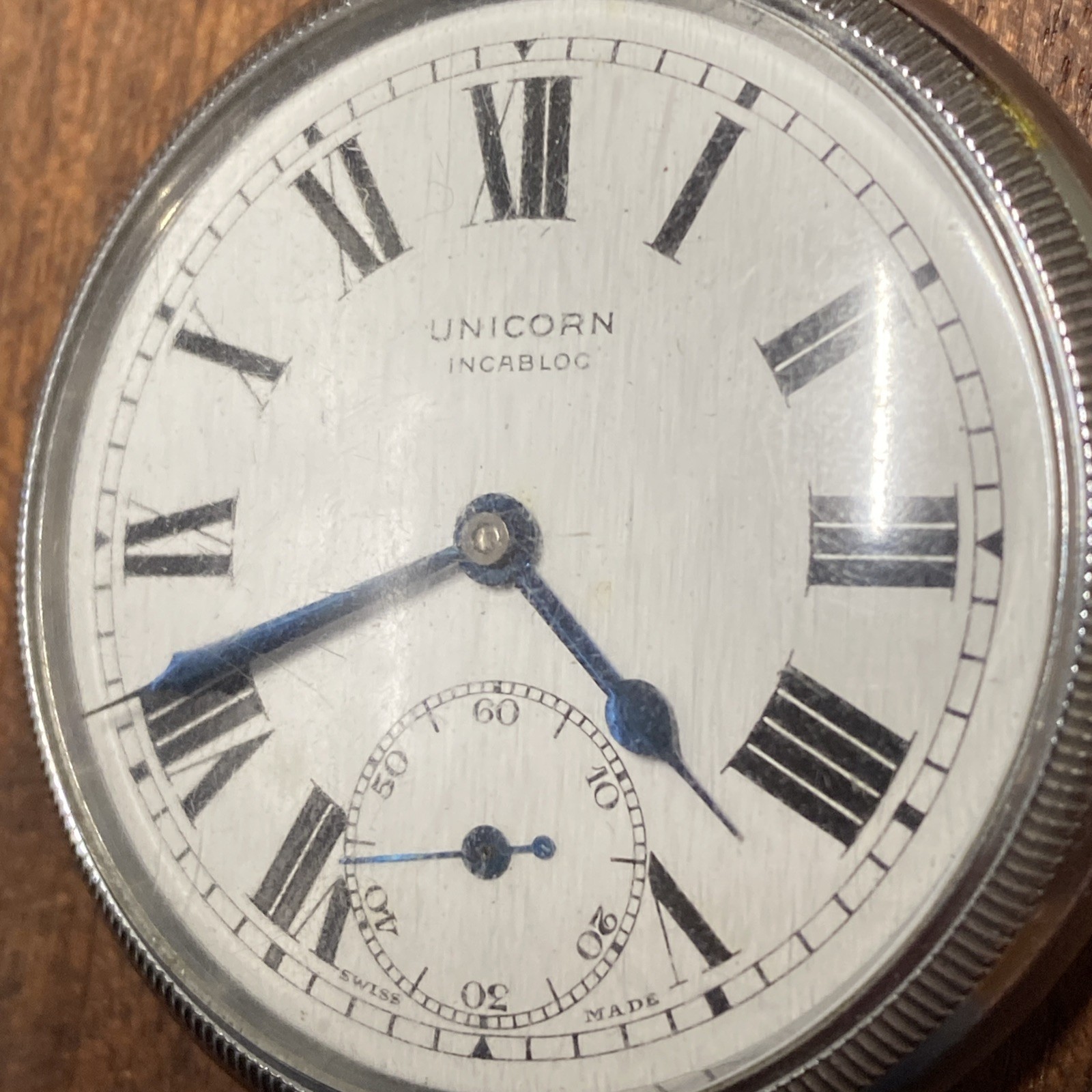 Unicorn Screw Case Front & Back 15 Jewels Pocket Watch Geneva Stripes