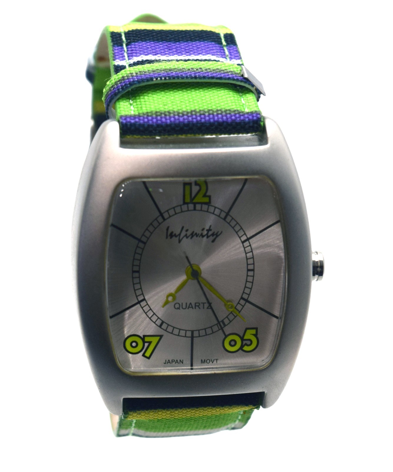 INFINITY: MULTICOLOR CANVAS LEATHER BAND OVALISH RECTANGLUAR CASE ANALOGE WATCH