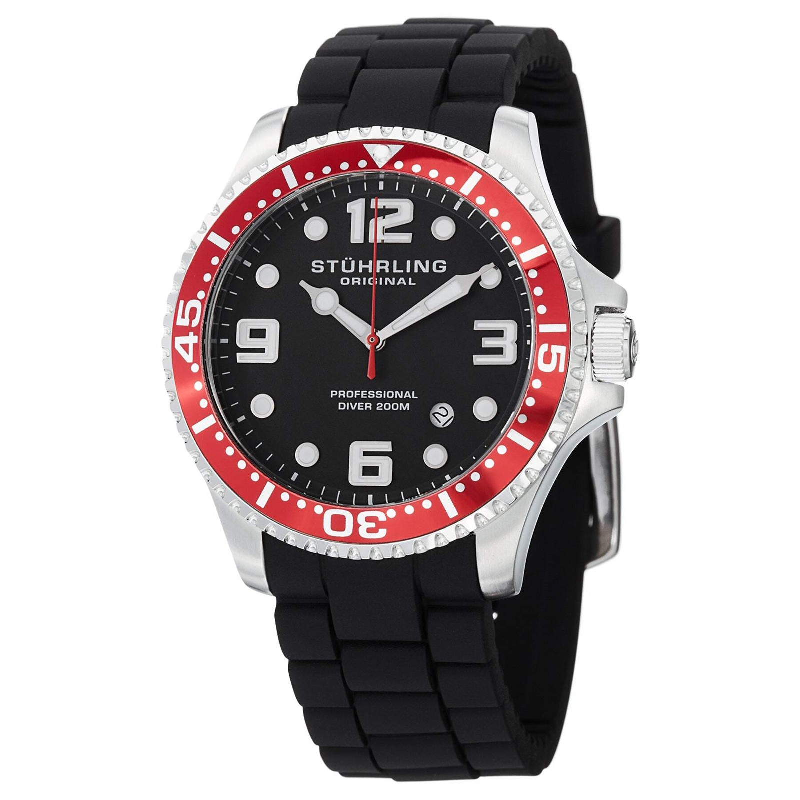 Aquadiver Silver/Red Bezel | Black Dial Wristwatch 675.02SET