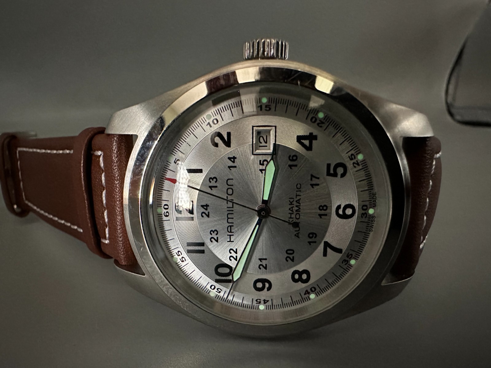 Vintage Hamilton Khaki Field Automatic Swiss Men’s Military Watch 42mm Silver