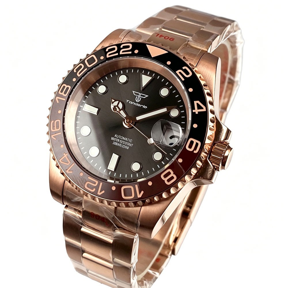 20ATM Rose Gold 40mm Sapphire Glass NH35 PT5000 Automatic Men Diver Watch Lume