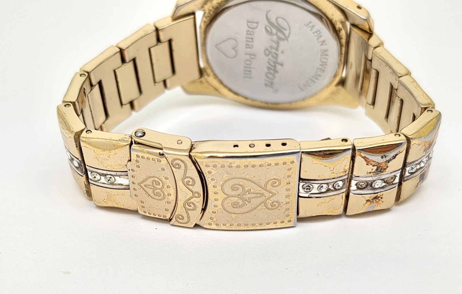 BRIGHTON DANA POINT GOLD TONE CRYSTAL WRISTWATCH, SERVICED,RUNS,VERY GOOD