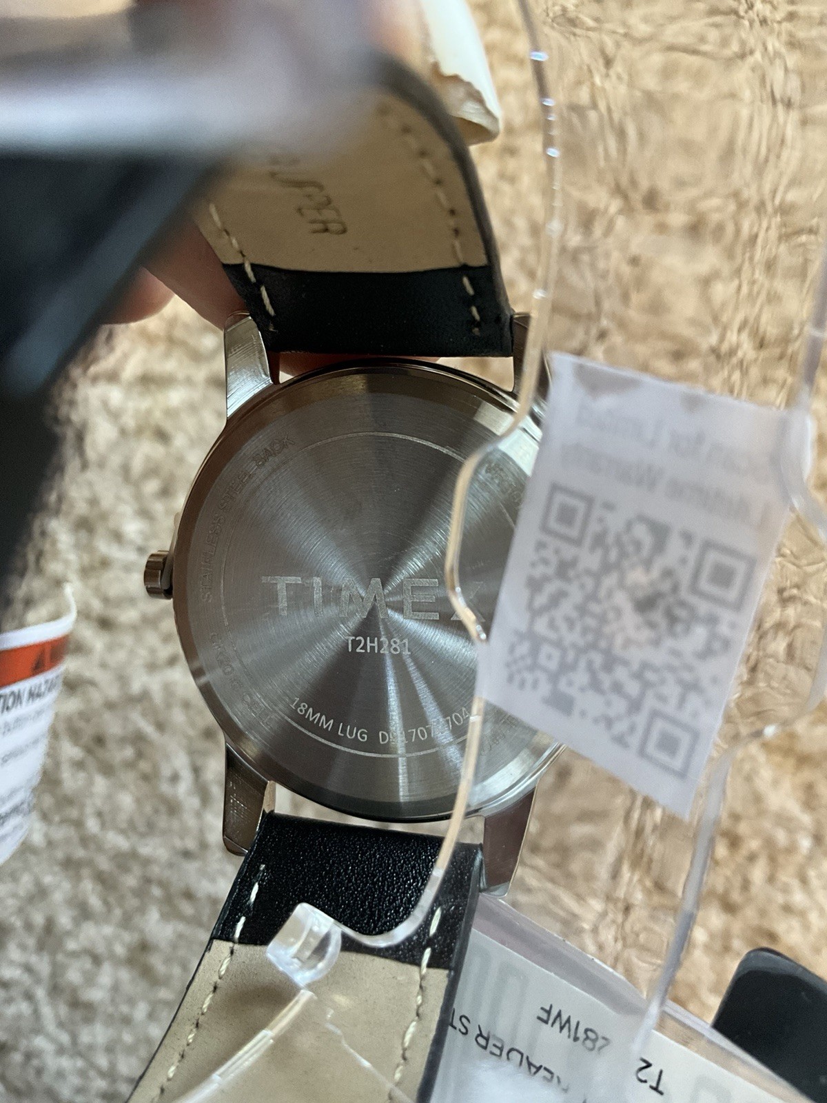 Timex Easy Reader Indiglo Quartz Date 30m White Dial Black Leather Watch