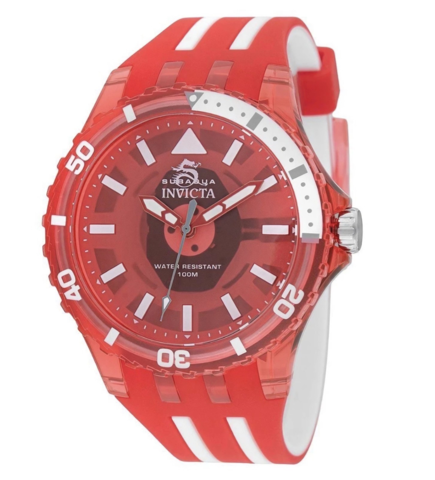 🔥Invicta Men’s Watch Subaqua Quartz Red and White Silicone Rubber Strap 69450