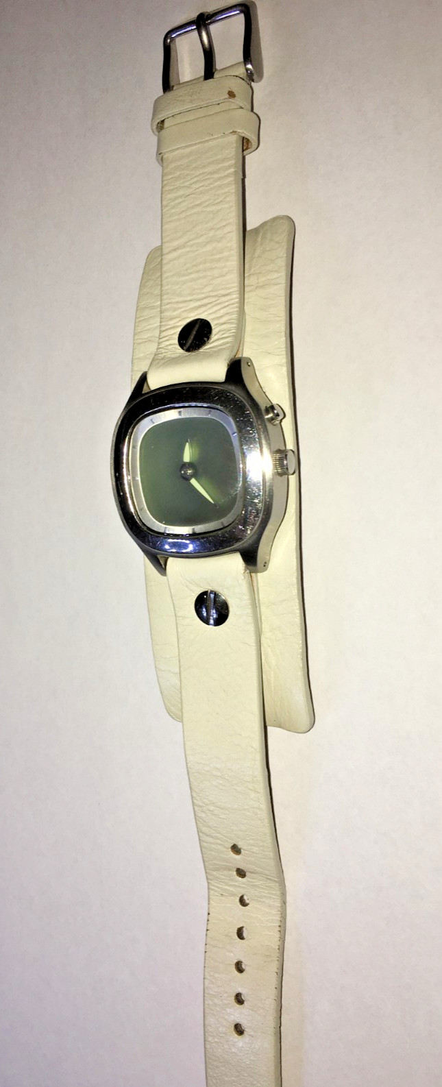 Fossil Big Tic Womens Watch 32mm Silver Tone White Leather New Battery