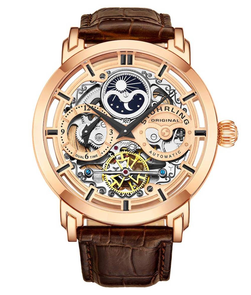 Legacy Rose Gold Dial/ Brown Leather Black Wristwatch 371.03