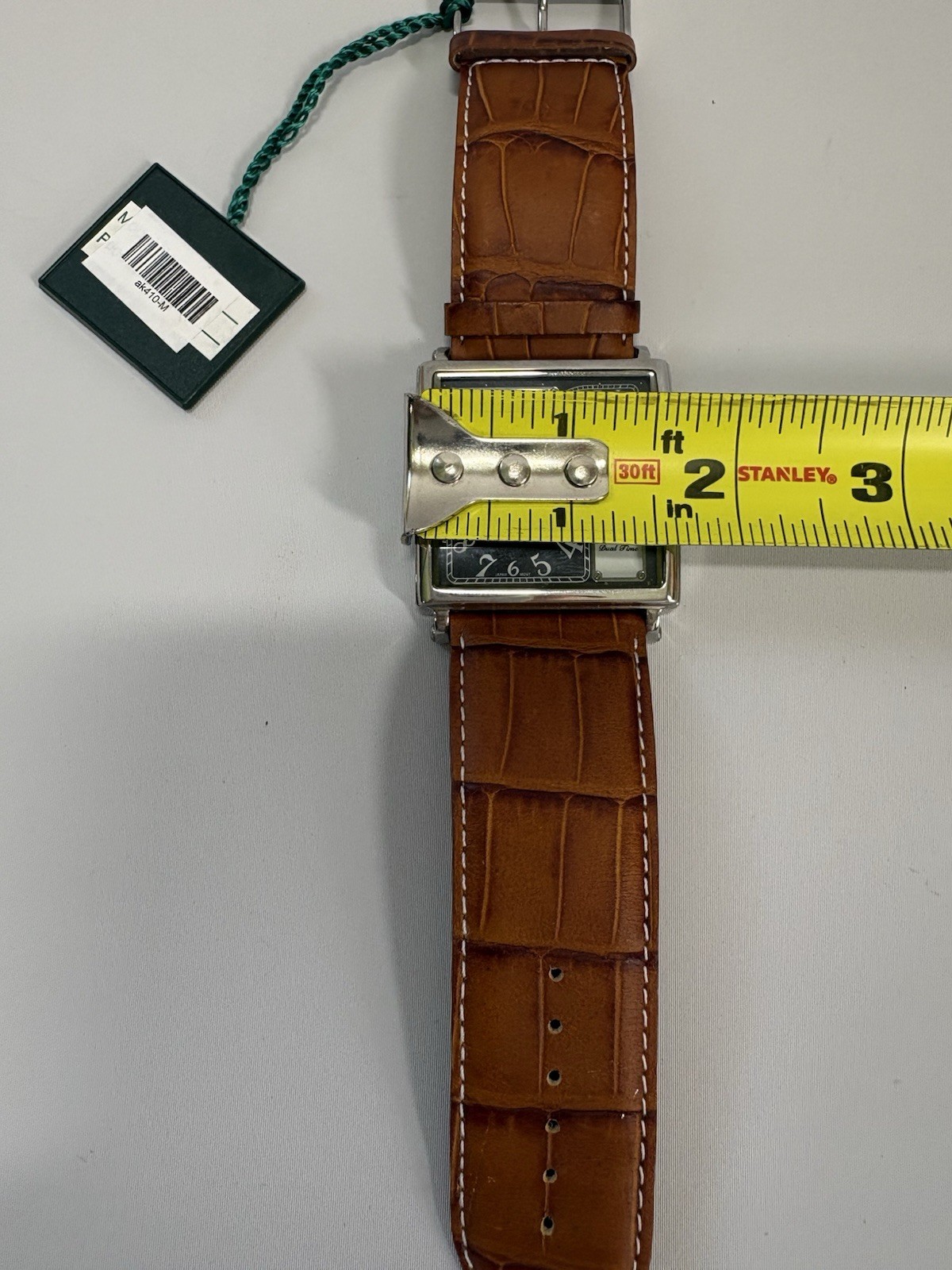 Adee Kaye Beverly Hills Dual Time Watch Square Brown Leather Band AK410M