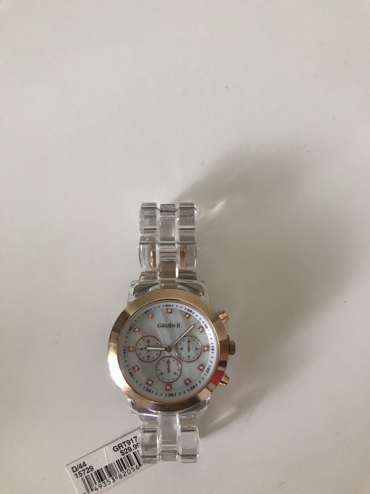 GRUEN II LADIES WRIST WATCH Clear Band *Not Working*